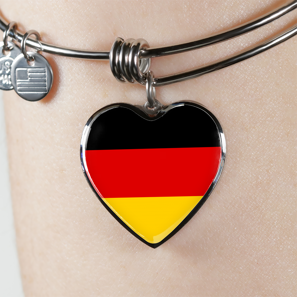 German Flag - Heart Pendant Bangle Bracelet