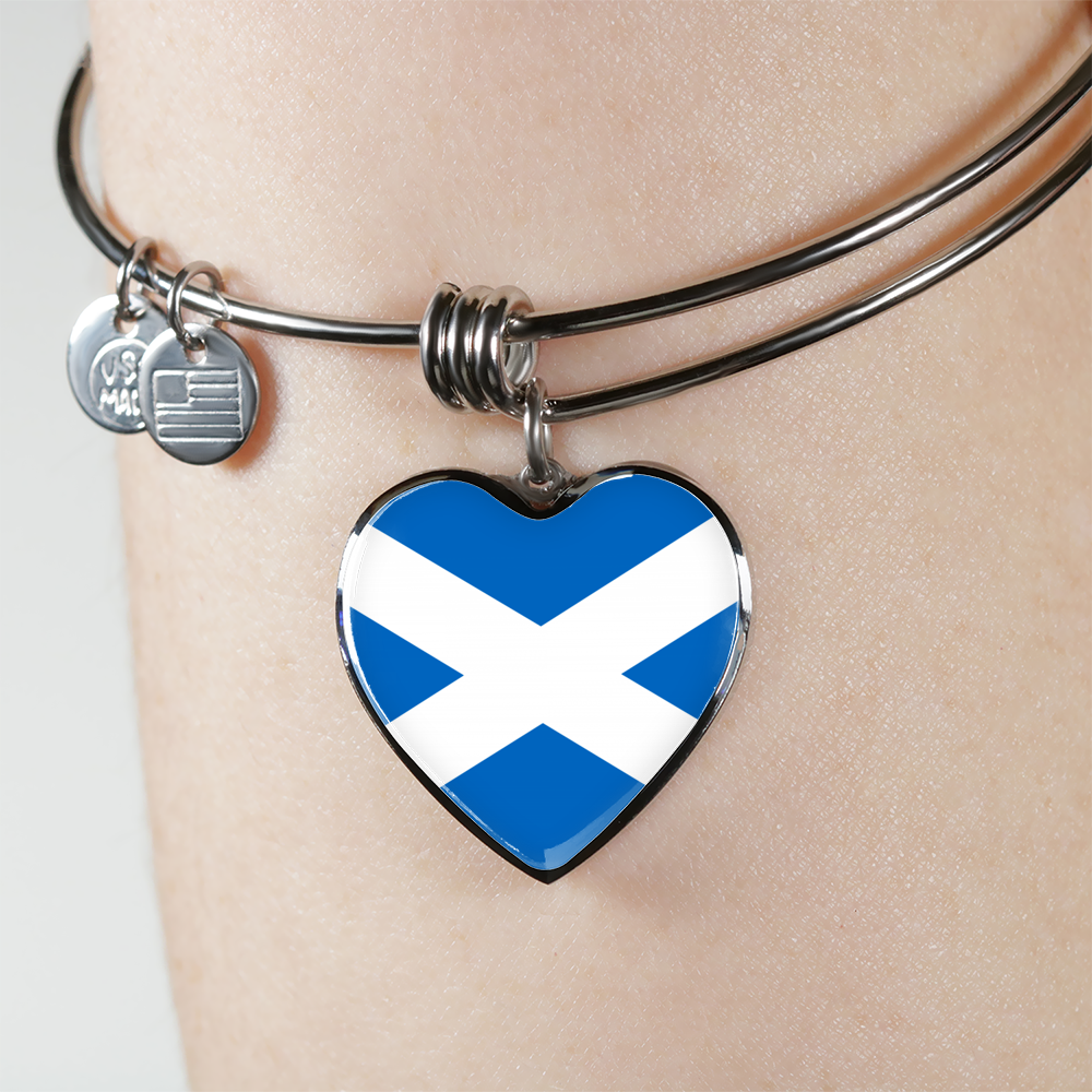 Scottish Flag - Heart Pendant Bangle Bracelet