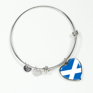 Scottish Flag - Heart Pendant Bangle Bracelet