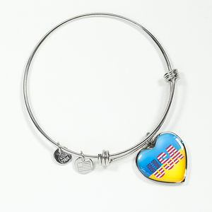 Ukrainian In The USA - Heart Pendant Bangle Bracelet
