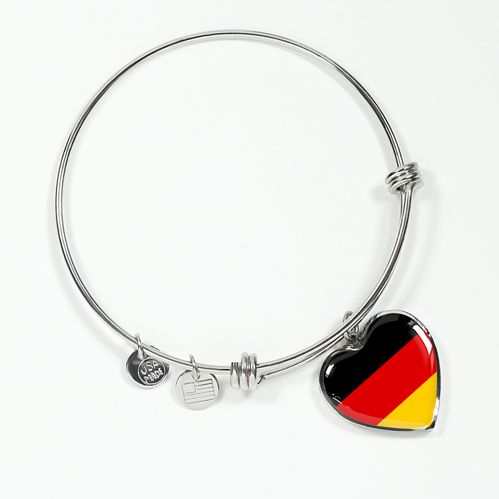 German Flag - Heart Pendant Bangle Bracelet