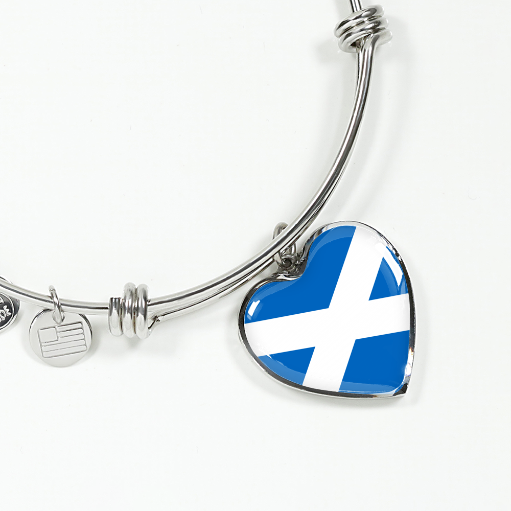 Scottish Flag - Heart Pendant Bangle Bracelet