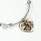 Bird And Flowers - Heart Pendant Bangle Bracelet