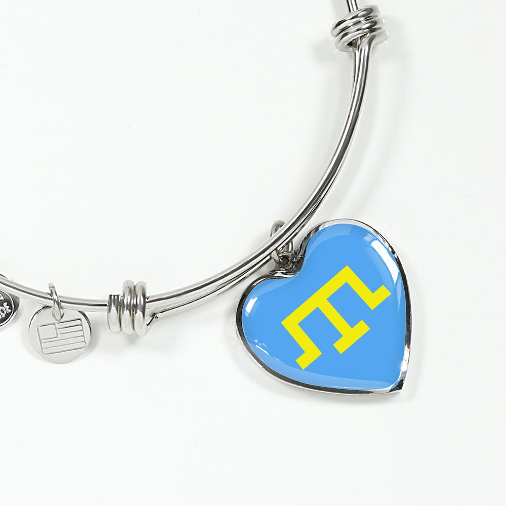 Tamga of Crimean Tatar Giray Dynasty - Heart Pendant Bangle Bracelet