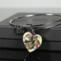 Bird And Flowers - Heart Pendant Bangle Bracelet