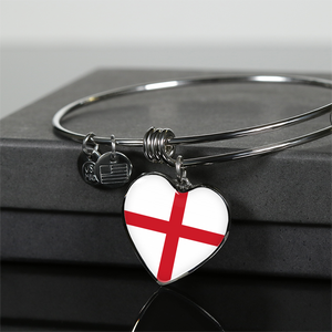 English Flag - Heart Pendant Bangle Bracelet