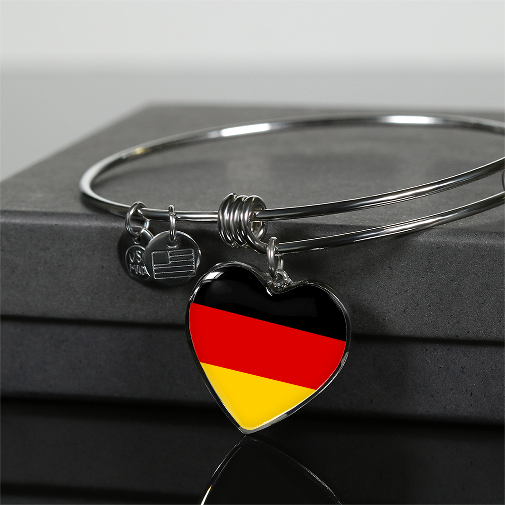German Flag - Heart Pendant Bangle Bracelet