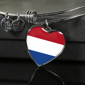 Dutch Flag - Heart Pendant Bangle Bracelet