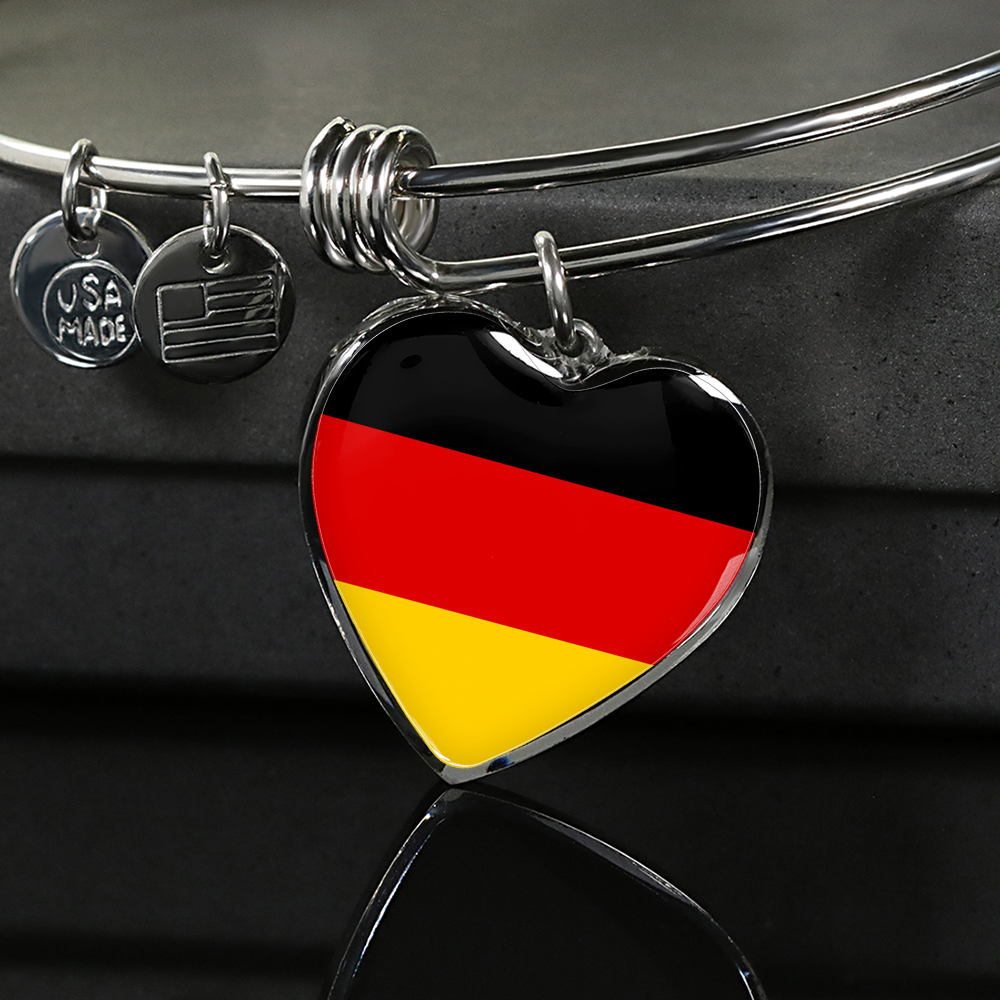 German Flag - Heart Pendant Bangle Bracelet