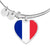 French Flag - Heart Pendant Bangle Bracelet