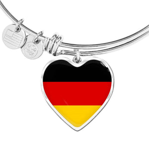 German Flag - Heart Pendant Bangle Bracelet
