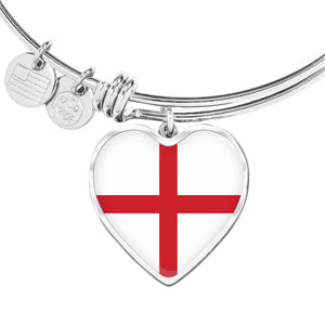 English Flag - Heart Pendant Bangle Bracelet