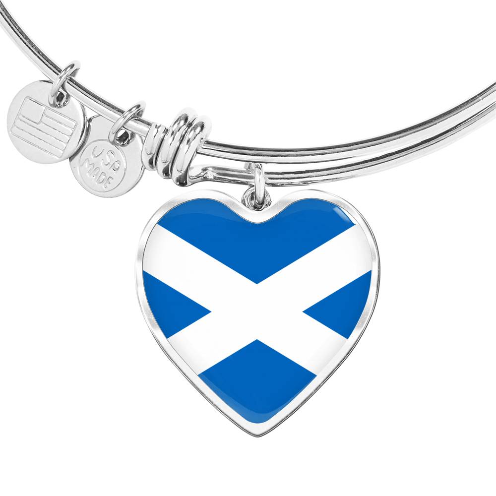 Scottish Flag - Heart Pendant Bangle Bracelet