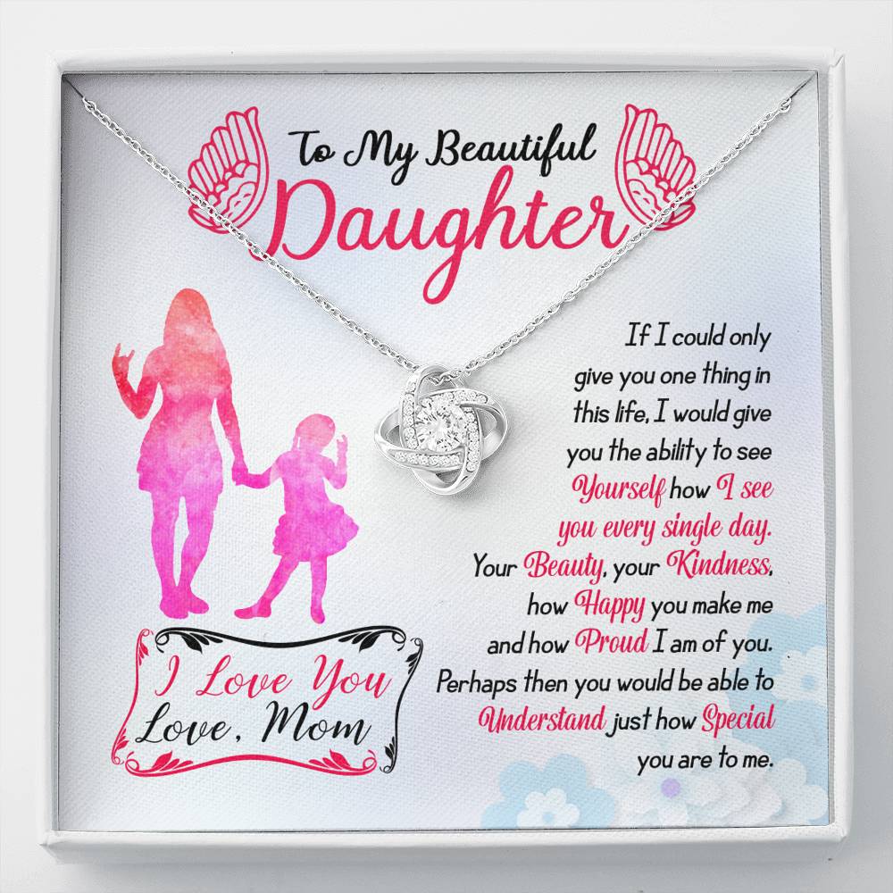 313 - To Daughter From Mom - Love Knot Necklace