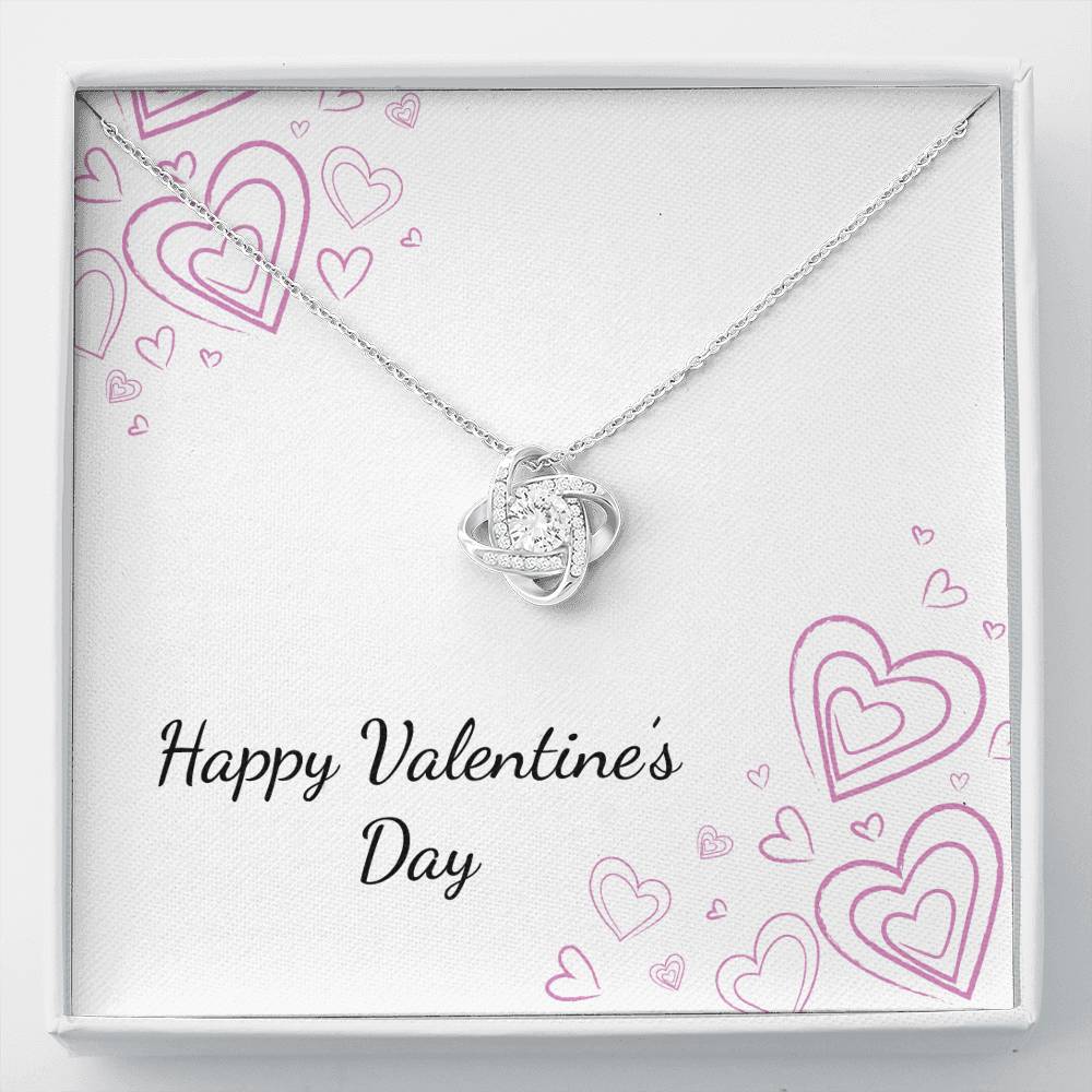 Happy Valentine's Day - Chalk Hearts - Love Knot Necklace
