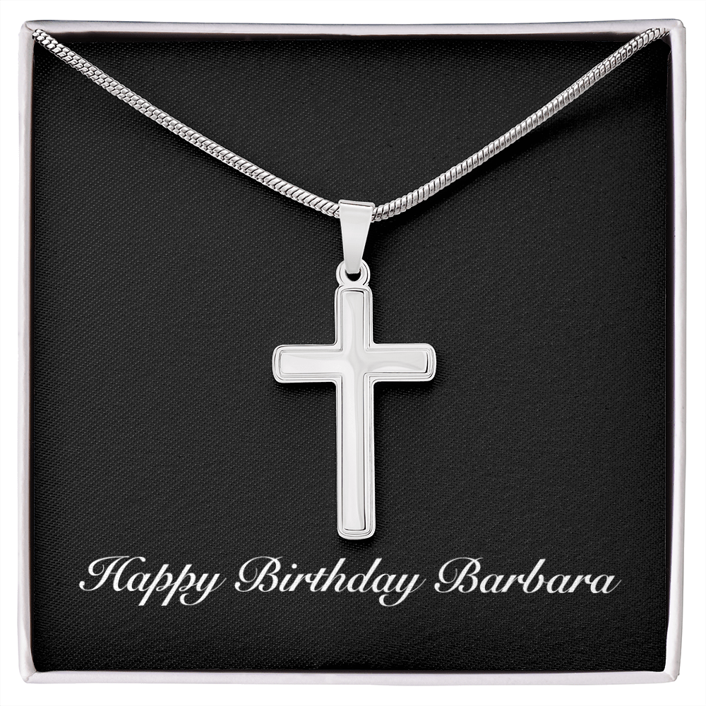 Happy Birthday Barbara v2 - Stainless Steel Cross Necklace