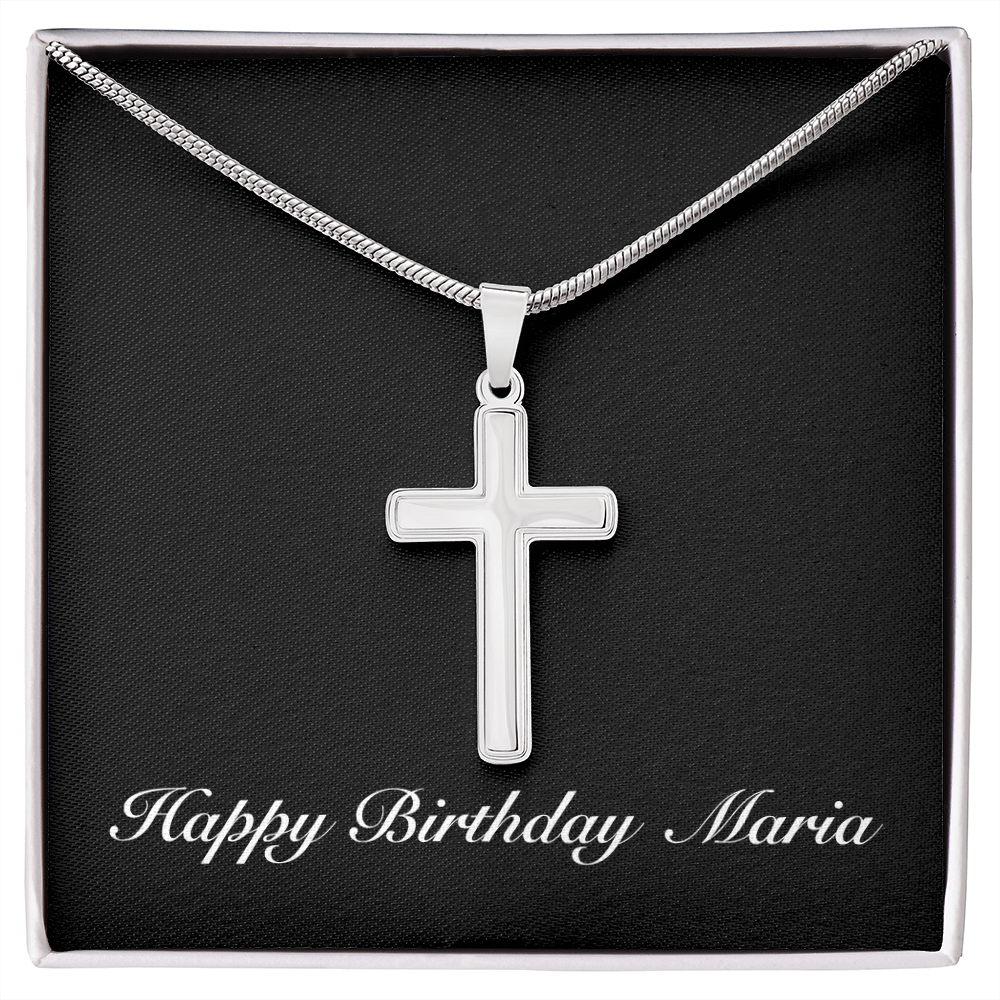 Happy Birthday Maria v2 - Stainless Steel Cross Necklace
