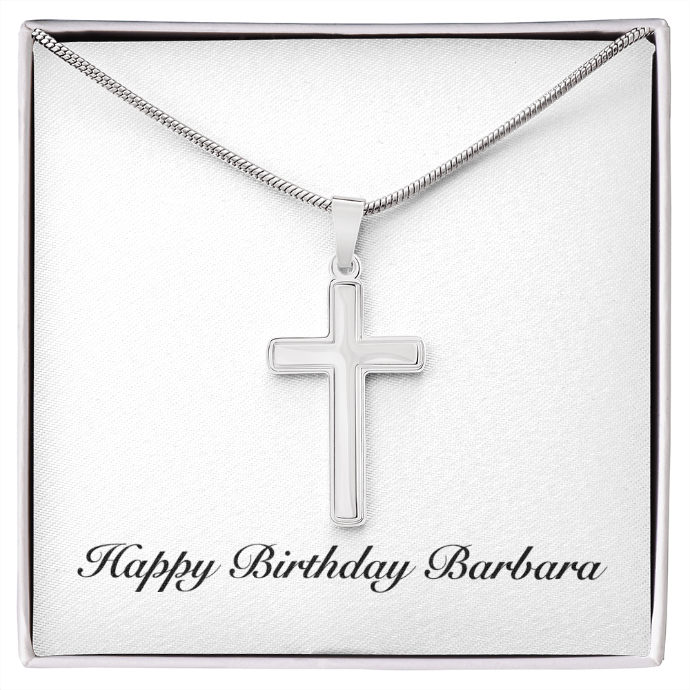 Happy Birthday Barbara - Stainless Steel Cross Necklace