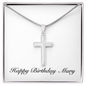 Happy Birthday Mary - Stainless Steel Cross Necklace