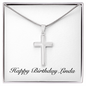 Happy Birthday Linda - Stainless Steel Cross Necklace