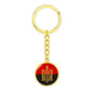 Stylized Tryzub And Red-Black Flag - Luxury Keychain