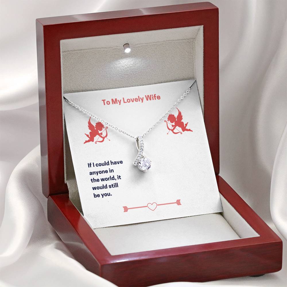 To My Lovely Wife (Valentine's) - Alluring Beauty Necklace With Mahogany Style Luxury Box
