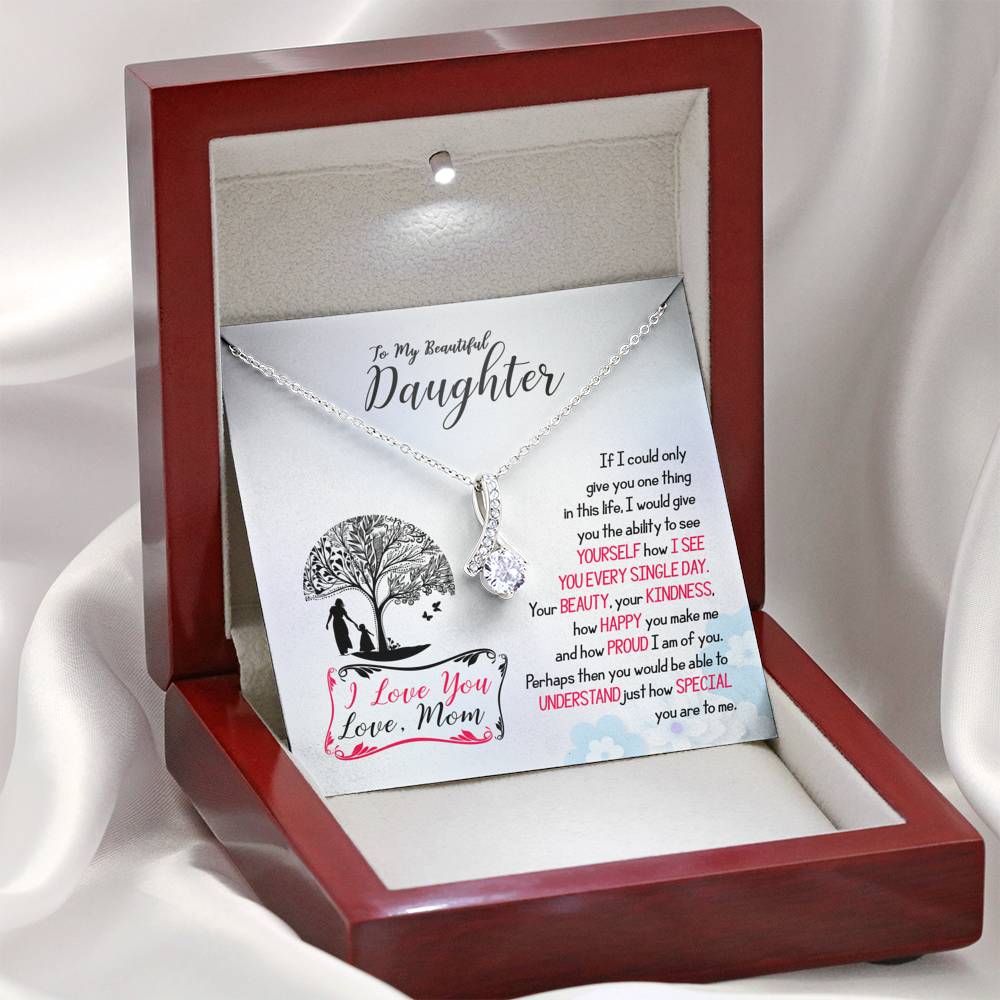 311 - To Daughter From Mom - Alluring Beauty Necklace With Mahogany Style Luxury Box