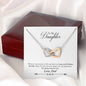 030 - To Daughter From Dad - Interlocking Hearts Necklace With Mahogany Style Luxury Box