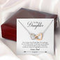 031 - To Daughter From Dad - Interlocking Hearts Necklace With Mahogany Style Luxury Box