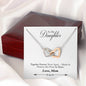 041 - To Daughter From Mom - Interlocking Hearts Necklace With Mahogany Style Luxury Box