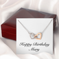 Happy Birthday Mary - Interlocking Hearts Necklace With Mahogany Style Luxury Box