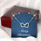Merry Christmas v01 - Interlocking Hearts Necklace With Mahogany Style Luxury Box