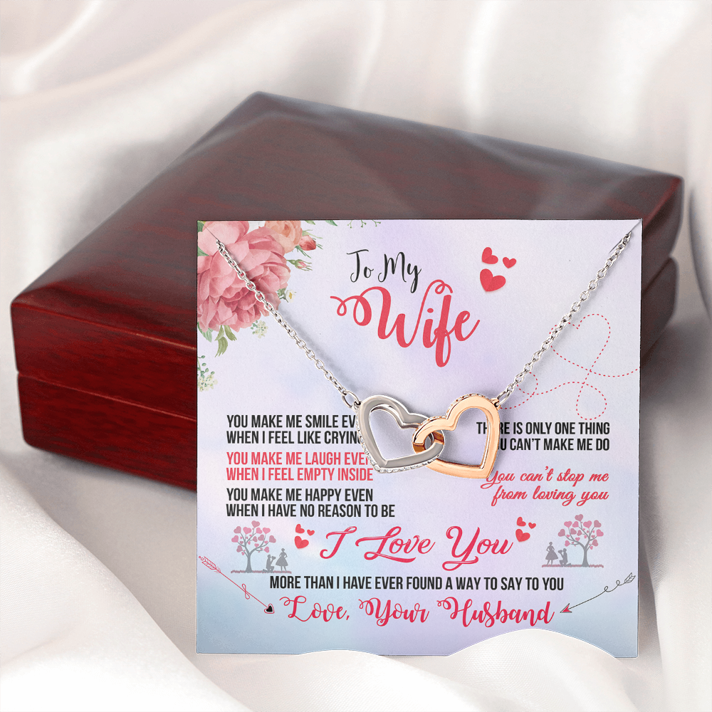 013 To My Wife - Interlocking Hearts Necklace With Mahogany Style Luxury Box