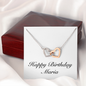 Happy Birthday Maria - Interlocking Hearts Necklace With Mahogany Style Luxury Box