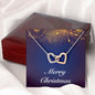 Merry Christmas v07 - Interlocking Hearts Necklace With Mahogany Style Luxury Box