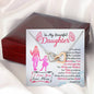313 - To Daughter From Mom - Interlocking Hearts Necklace With Mahogany Style Luxury Box