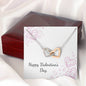 Happy Valentine's Day - Chalk Hearts - Interlocking Hearts Necklace With Mahogany Style Luxury Box