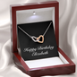 Happy Birthday Elizabeth v2 - Interlocking Hearts Necklace With Mahogany Style Luxury Box