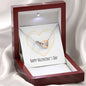 Happy Valentine's Day - Golden Heart - Interlocking Hearts Necklace With Mahogany Style Luxury Box