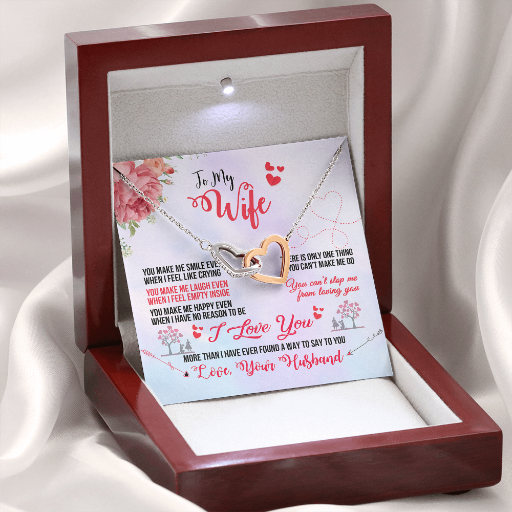 013 To My Wife - Interlocking Hearts Necklace With Mahogany Style Luxury Box