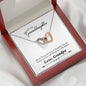081 - To Granddaughter From Grandpa - Interlocking Hearts Necklace With Mahogany Style Luxury Box