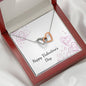 Happy Valentine's Day - Chalk Hearts - Interlocking Hearts Necklace With Mahogany Style Luxury Box