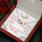 317 - To Daughter From Dad - Interlocking Hearts Necklace With Mahogany Style Luxury Box