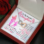 313 - To Daughter From Mom - Interlocking Hearts Necklace With Mahogany Style Luxury Box