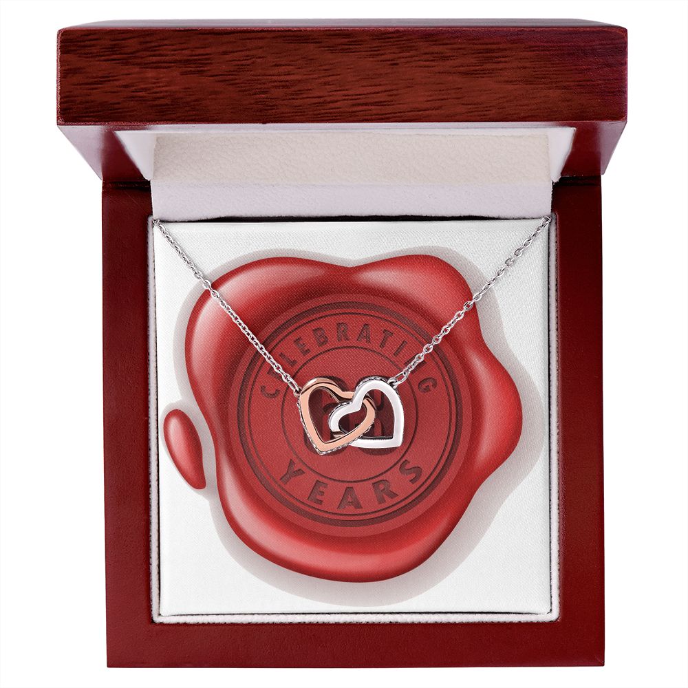 Celebrating 63 Years Anniversary - Interlocking Hearts Necklace With Mahogany Style Luxury Box