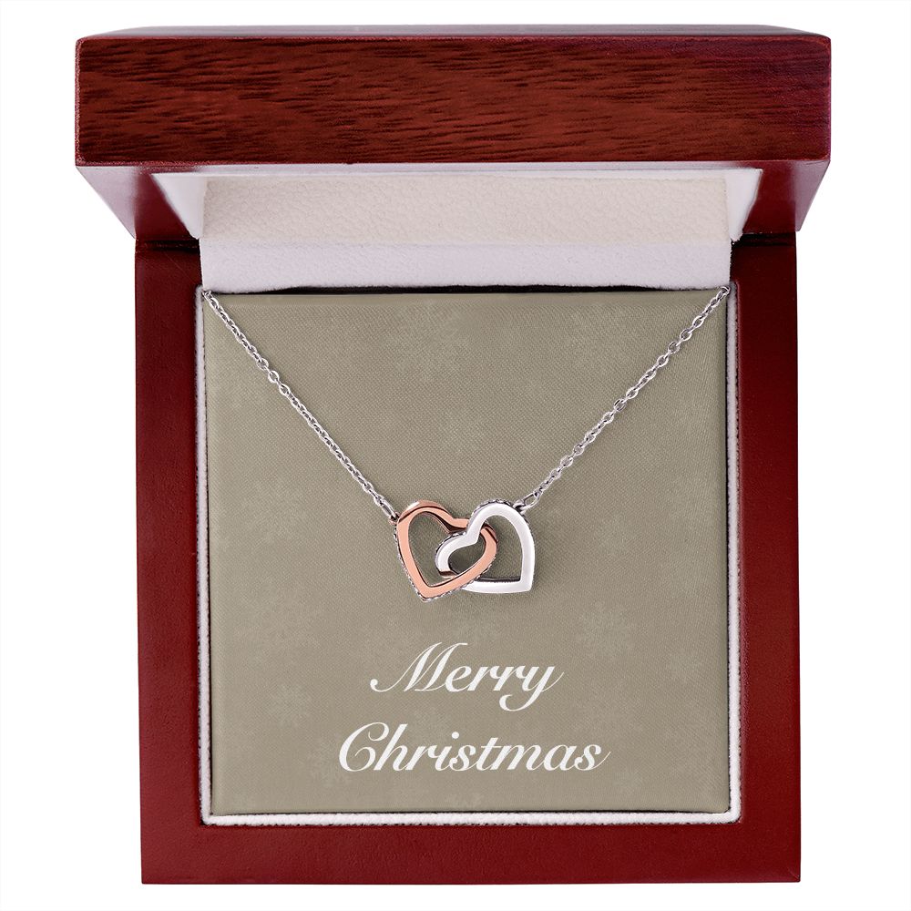 Merry Christmas v10 - Interlocking Hearts Necklace With Mahogany Style Luxury Box