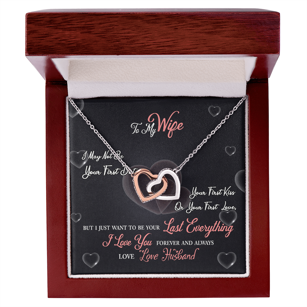 017 To My Wife - Interlocking Hearts Necklace With Mahogany Style Luxury Box