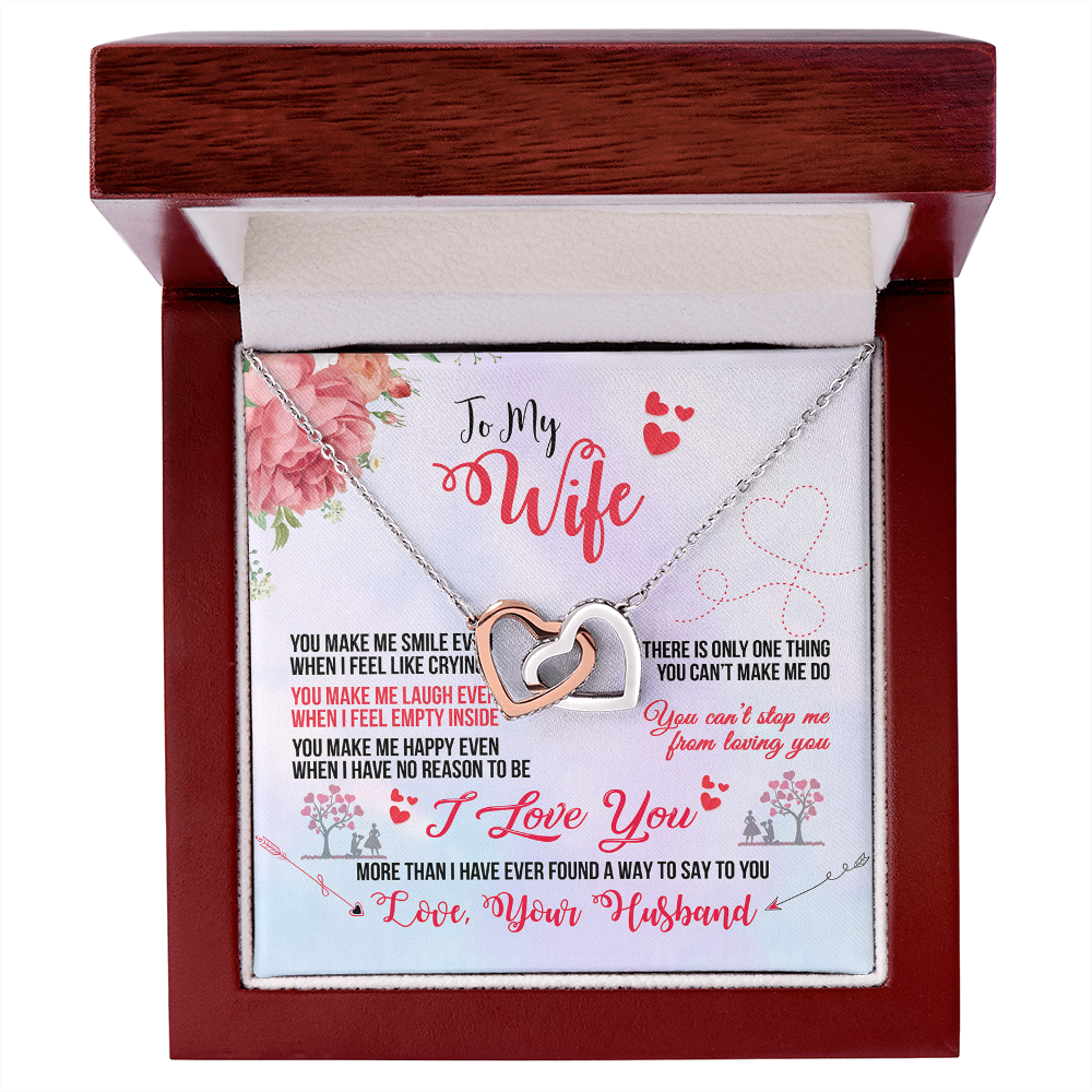 013 To My Wife - Interlocking Hearts Necklace With Mahogany Style Luxury Box