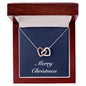 Merry Christmas v08 - Interlocking Hearts Necklace With Mahogany Style Luxury Box