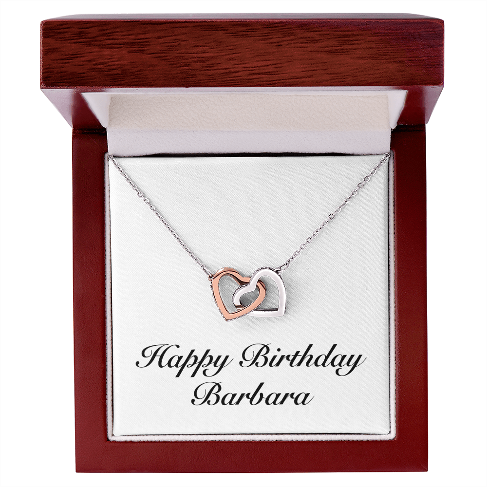 Happy Birthday Barbara - Interlocking Hearts Necklace With Mahogany Style Luxury Box